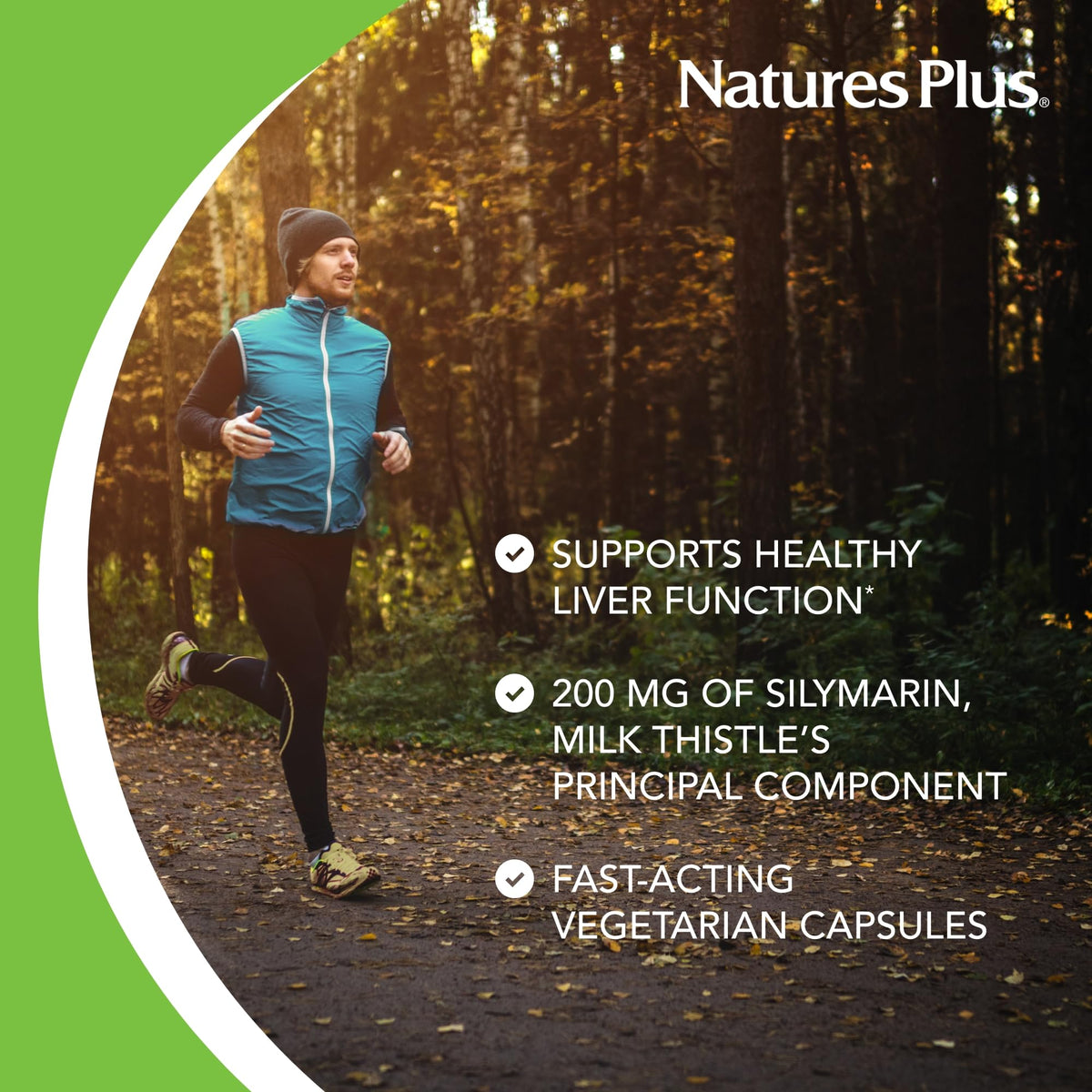 NaturesPlus Milk Thistle 250 mg capsules side view
