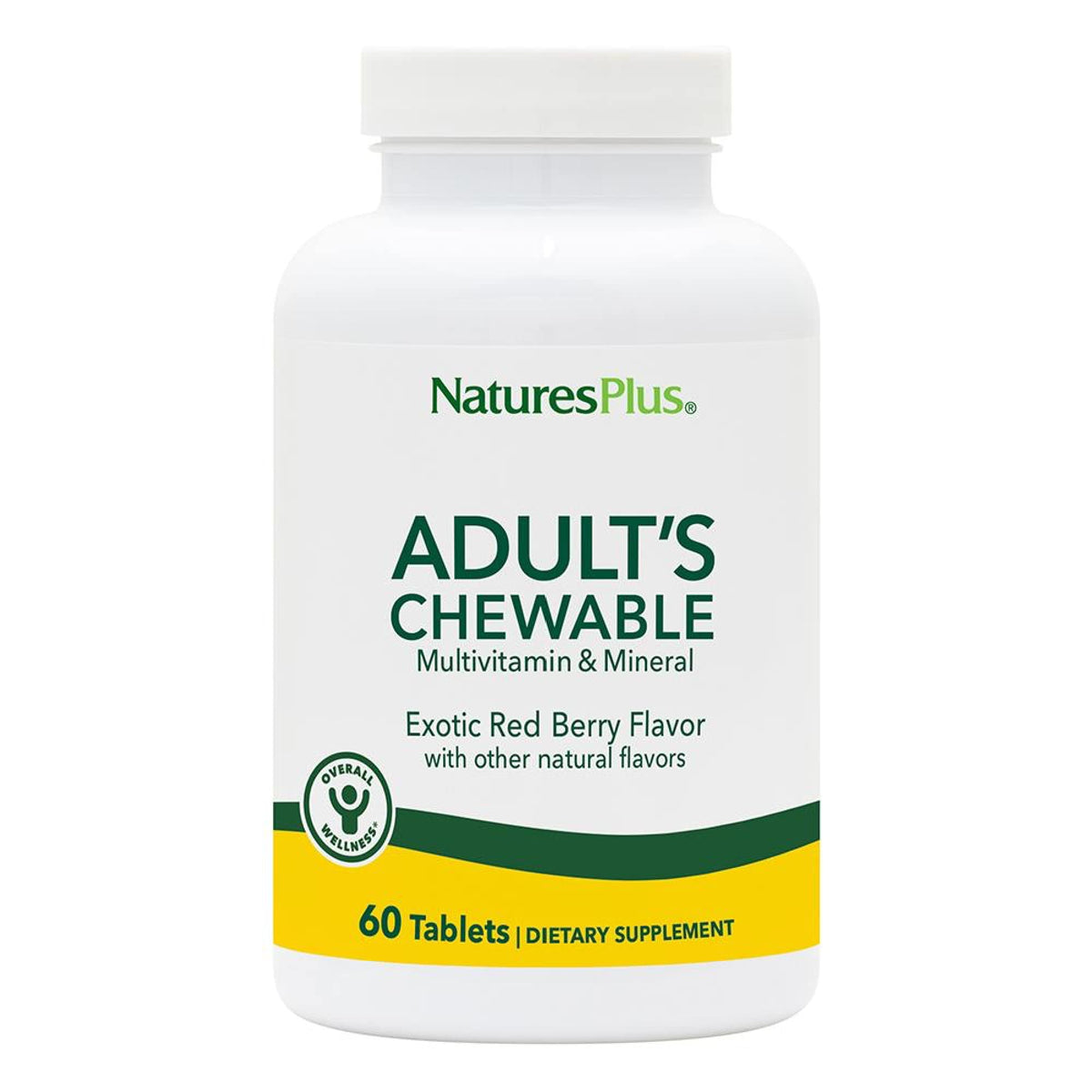 NaturesPlus Multivitamines Mâchables 60 Comprimés Saveur Baies Rouges vue de face
