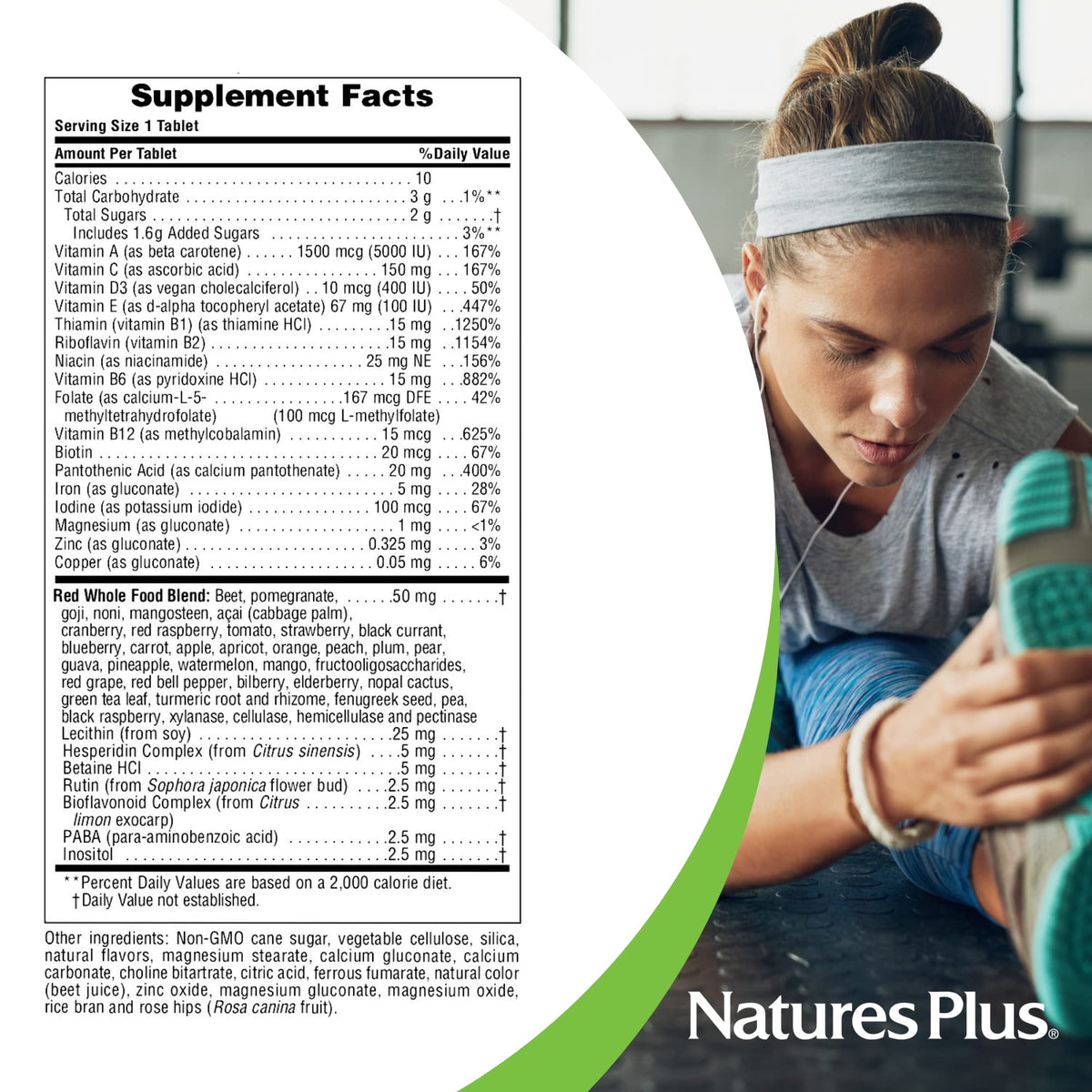 NaturesPlus Multivitamines Mâchables 60 Comprimés Saveur Baies Rouges en gros plan