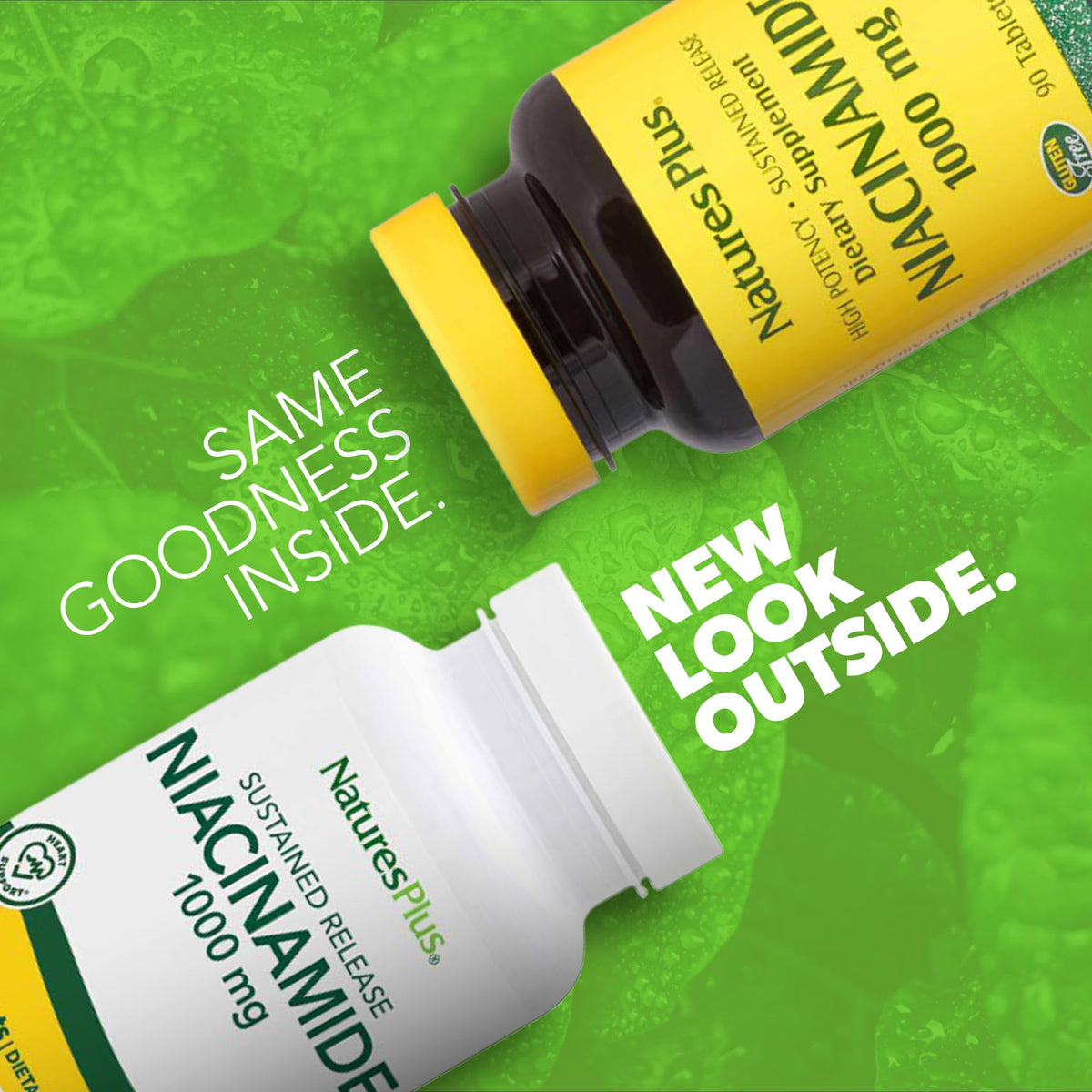 NaturesPlus Niacinamide 1000 mg comprimés boîte ouverte