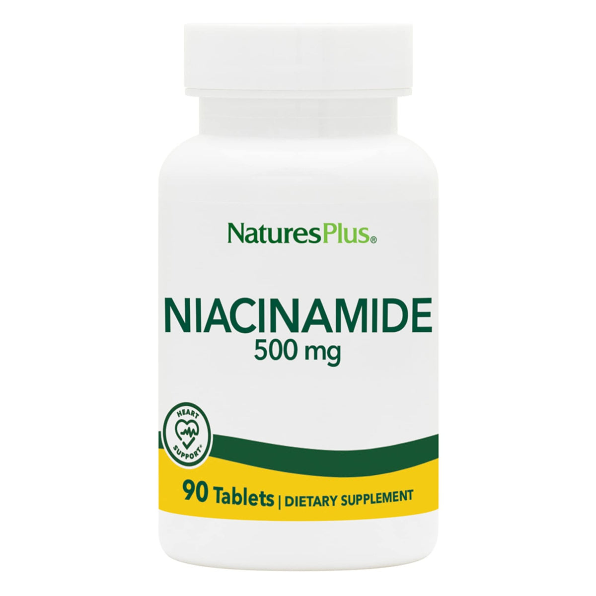 NaturesPlus Niacinamide 500 mg 90 comprimés, vue de face