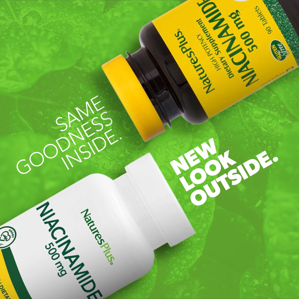 NaturesPlus Niacinamide 500 mg comprimés dans l'emballage