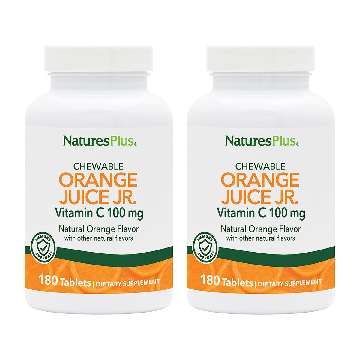 NaturesPlus Orange Juice Jr. 180 comprimés à mâcher, vue de face