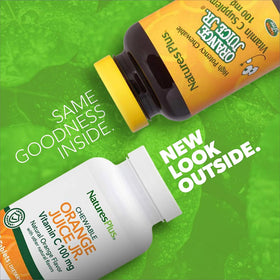 NaturesPlus Orange Juice Jr. bouteille avec étiquette visible