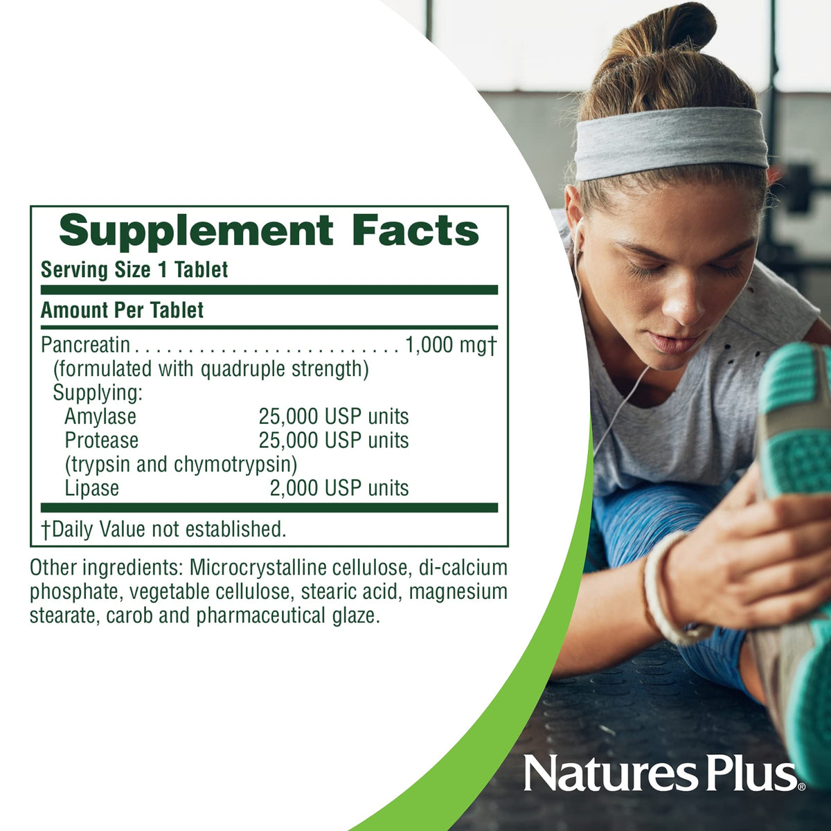 NaturesPlus Pancreatin comprimés dans la main