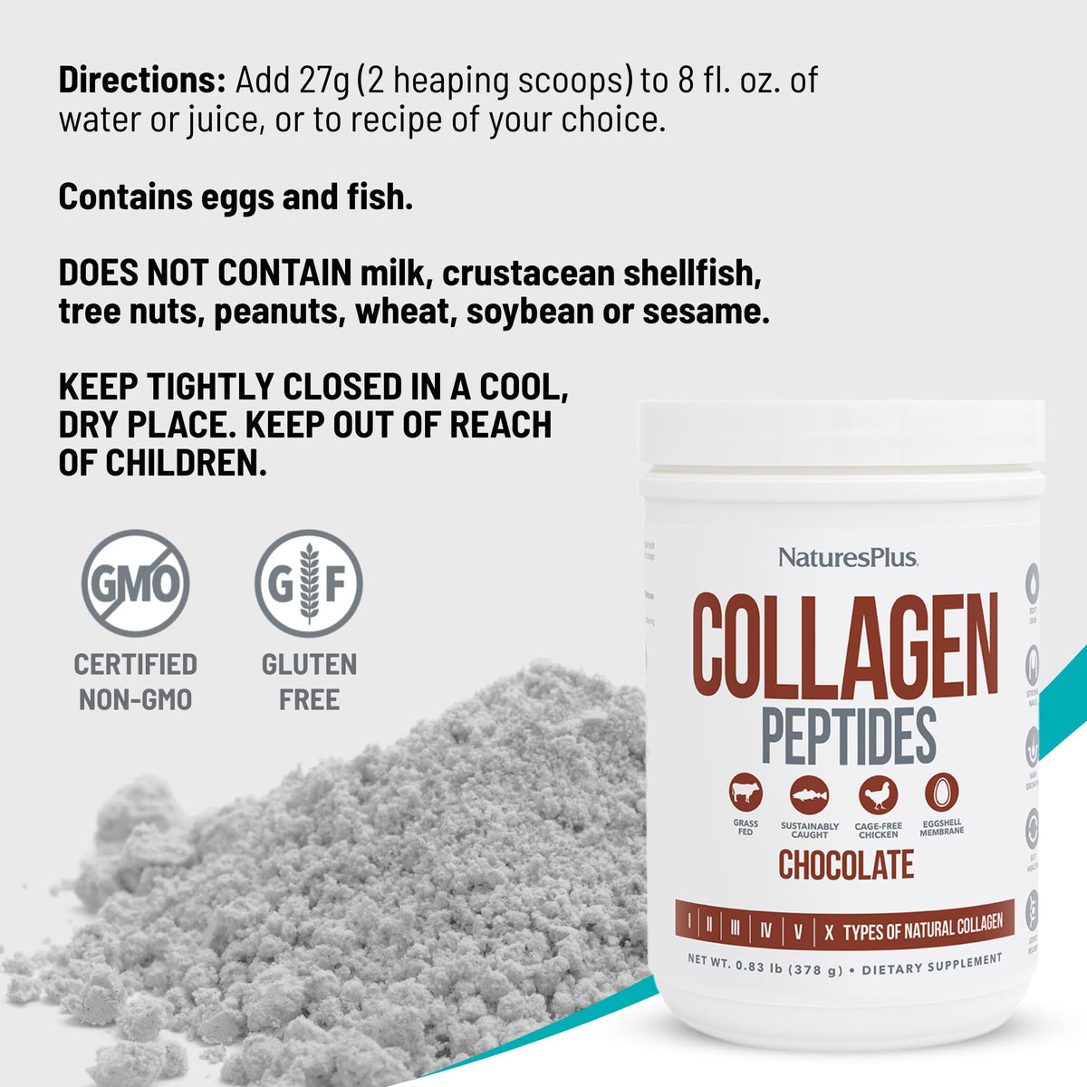 NaturesPlus Peptides de Collagène Chocolat 472g en contexte de préparation de smoothie