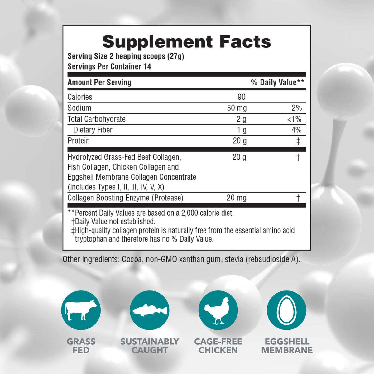 NaturesPlus Peptides de Collagène Chocolat 472g en poudre dans un verre