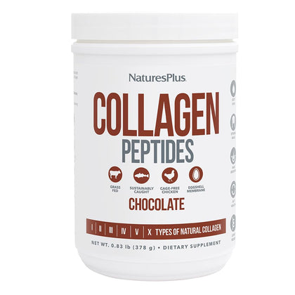 NaturesPlus Peptides de Collagène Chocolat 472g vue avant avec emballage