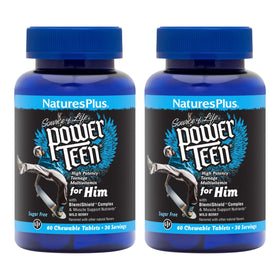 NaturesPlus Power Teen Multivitamine pour Lui - 60 Comprimés à Mâcher, vue de face
