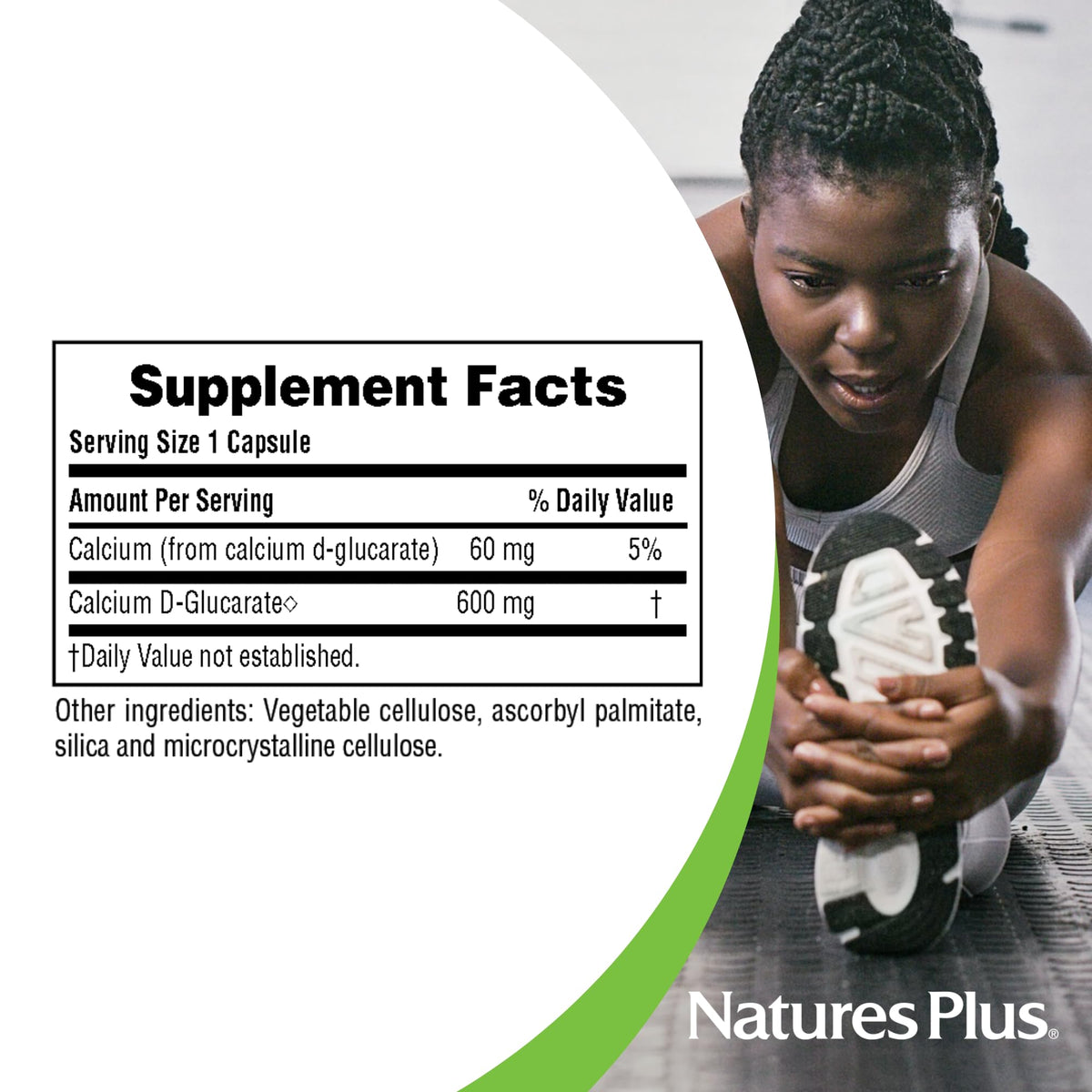NaturesPlus PRO Calcium D-Glucarate 600 mg sur une table en bois