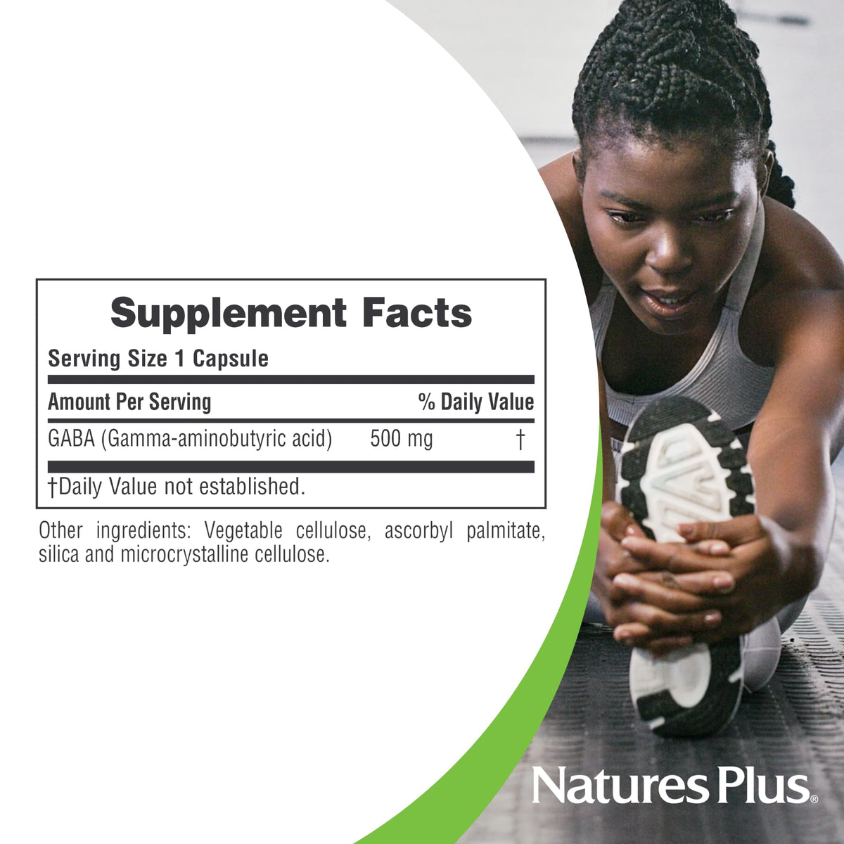 NaturesPlus PRO GABA 500 mg capsules in hand