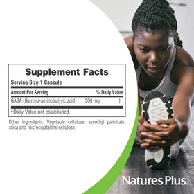 NaturesPlus PRO GABA 500 mg capsules in hand