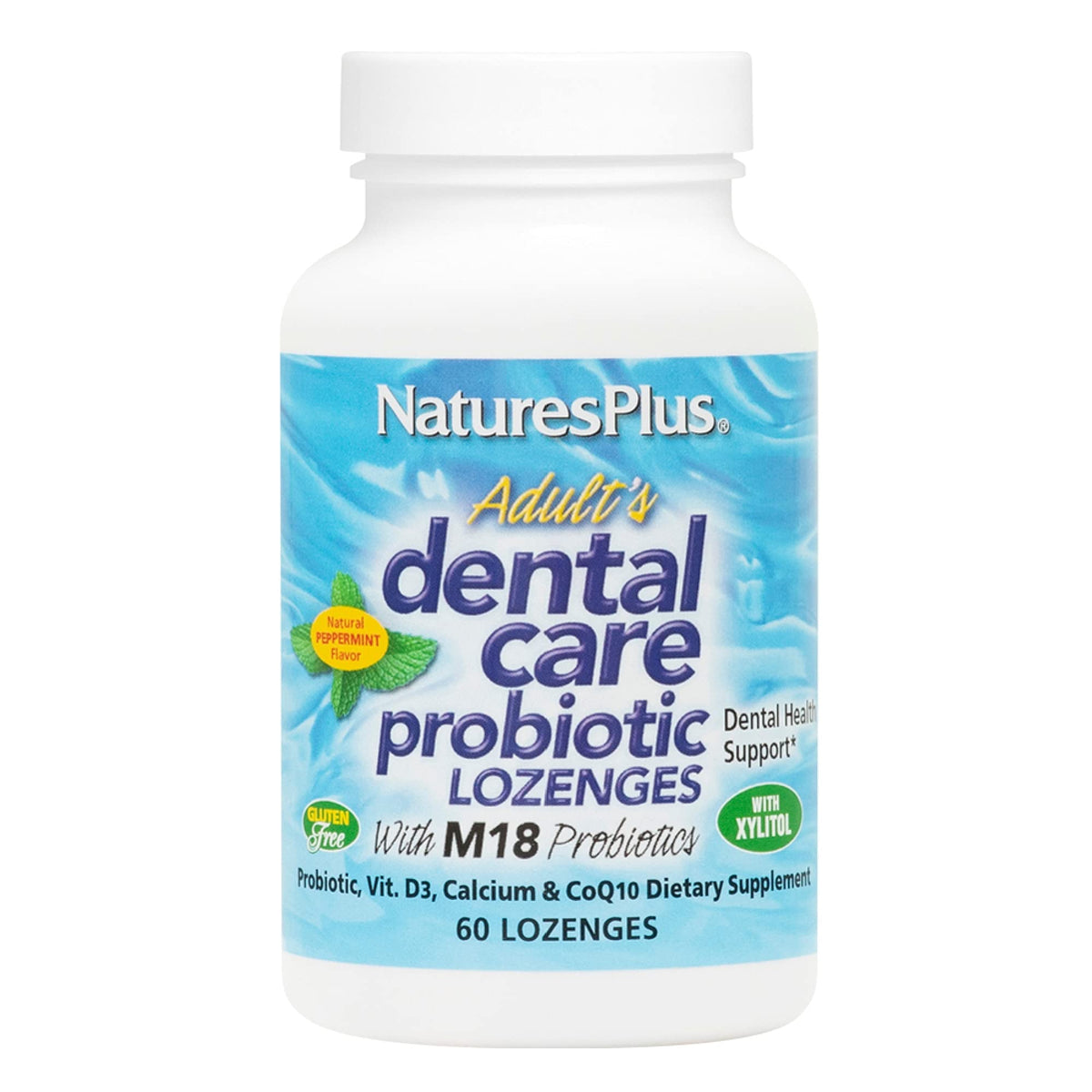 NaturesPlus Probiotique Dentaire 60 pastilles menthe, vue de l'emballage