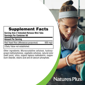 NaturesPlus Red Yeast Rice 600 mg Mini-Tabs sur une table