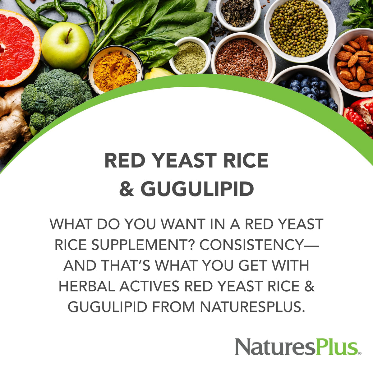 NaturesPlus Riz de Levure Rouge et Gugulipid 60 capsules arrière avec informations