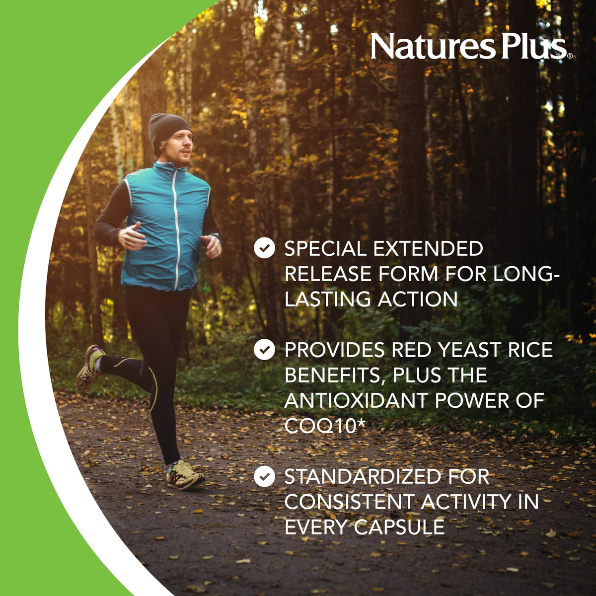 NaturesPlus Riz Rouge comprimés 600 mg avec CoQ10 dans un environnement naturel