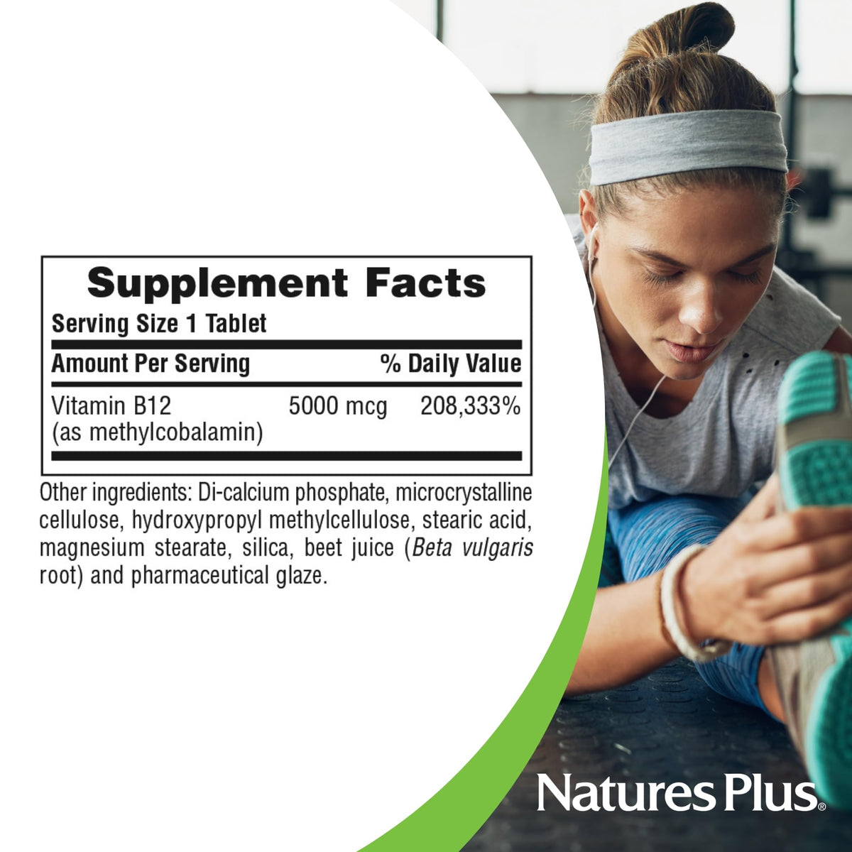 NaturesPlus Shot-O-B12 5000 mcg comprimés à libération prolongée, côté