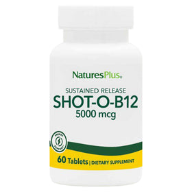 NaturesPlus Shot-O-B12 5000 mcg comprimés à libération prolongée, vue de face
