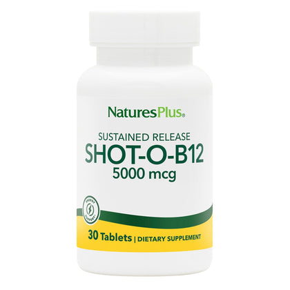 NaturesPlus Shot-O-B12 5000 mcg comprimés à libération prolongée, vue de face