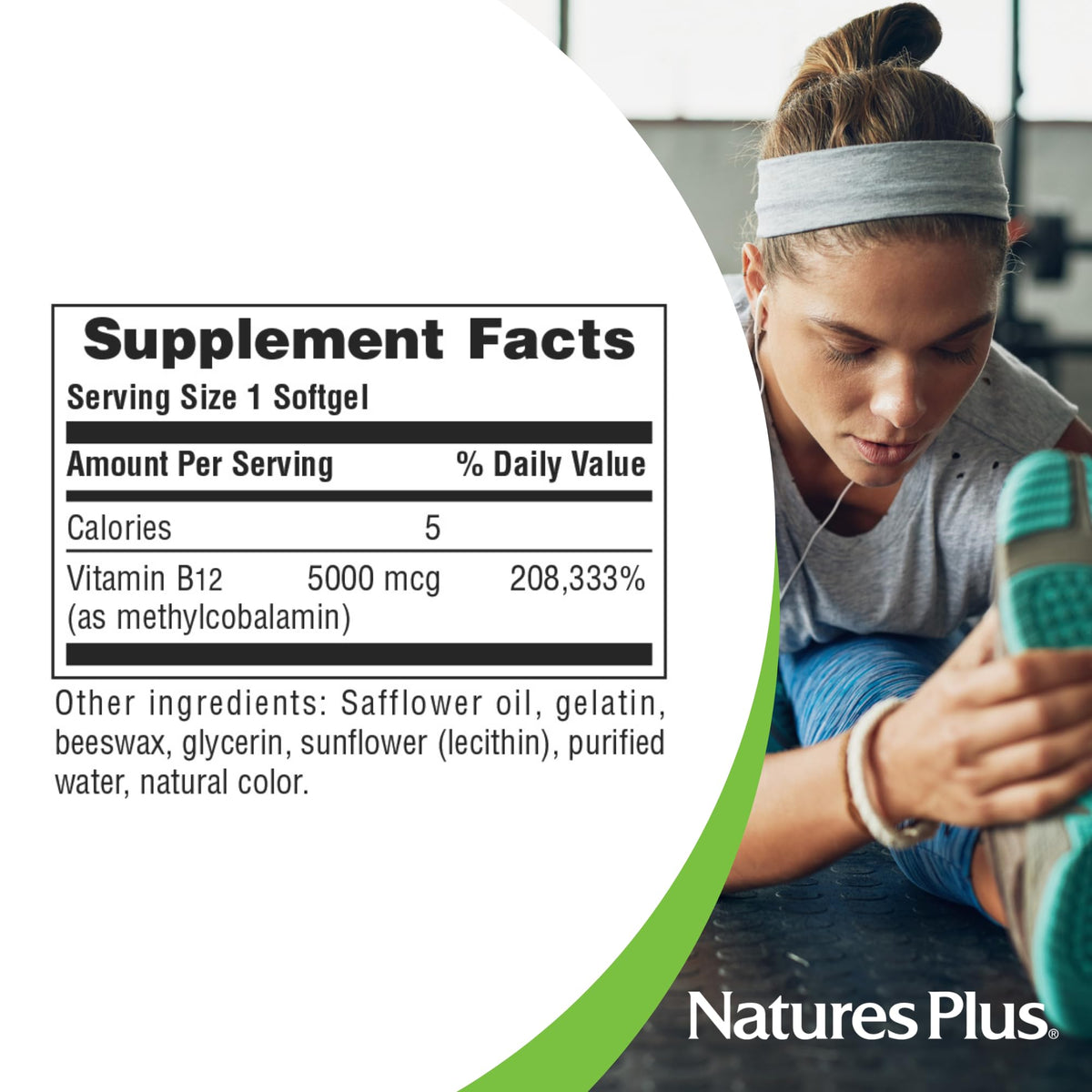 NaturesPlus Shot-O-B12 5000 mcg flacon avec échelle de dosage