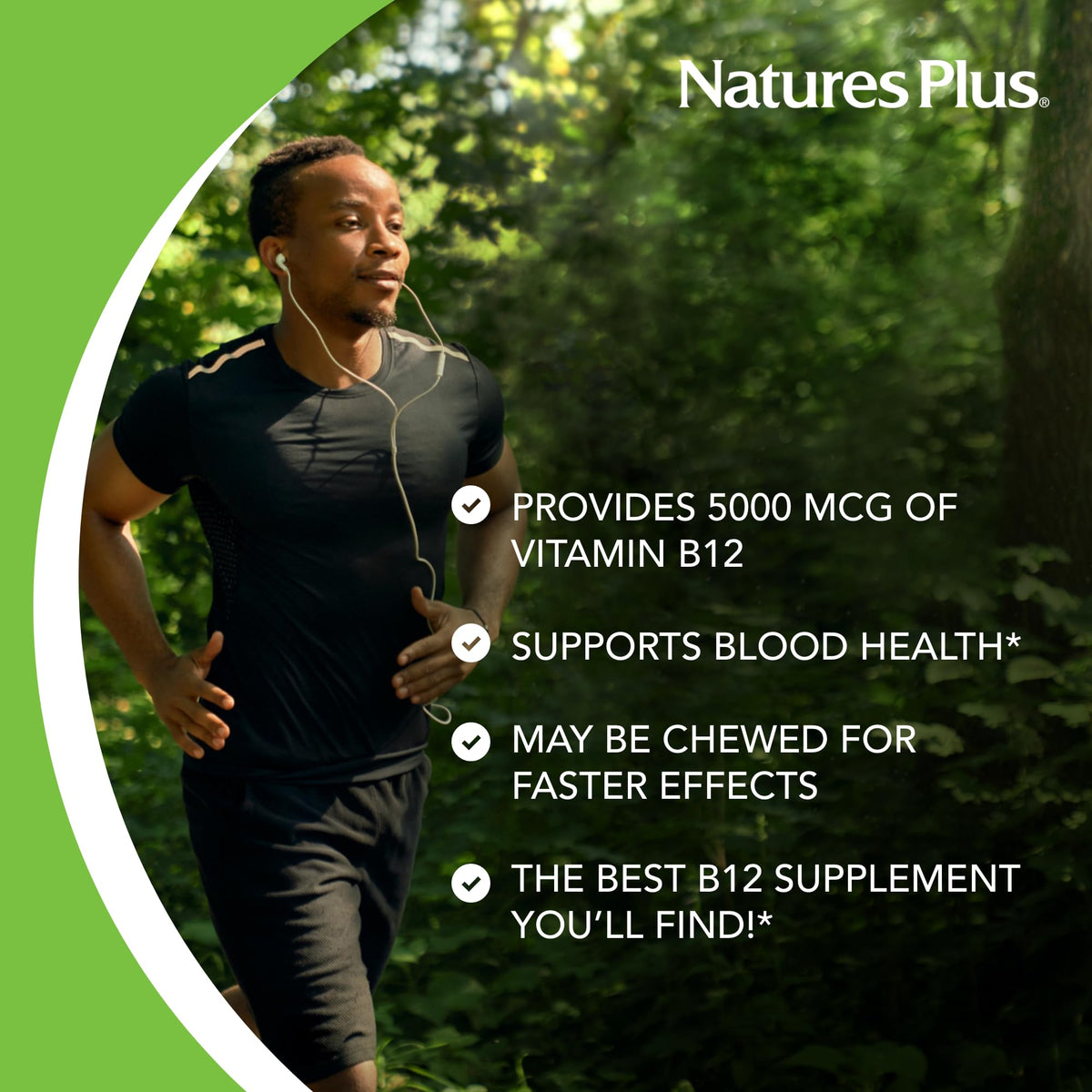 NaturesPlus Shot-O-B12 5000 mcg montrant la taille des comprimés