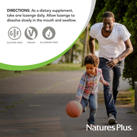 NaturesPlus Shot-O-B12 boîte ouverte avec pastilles visibles