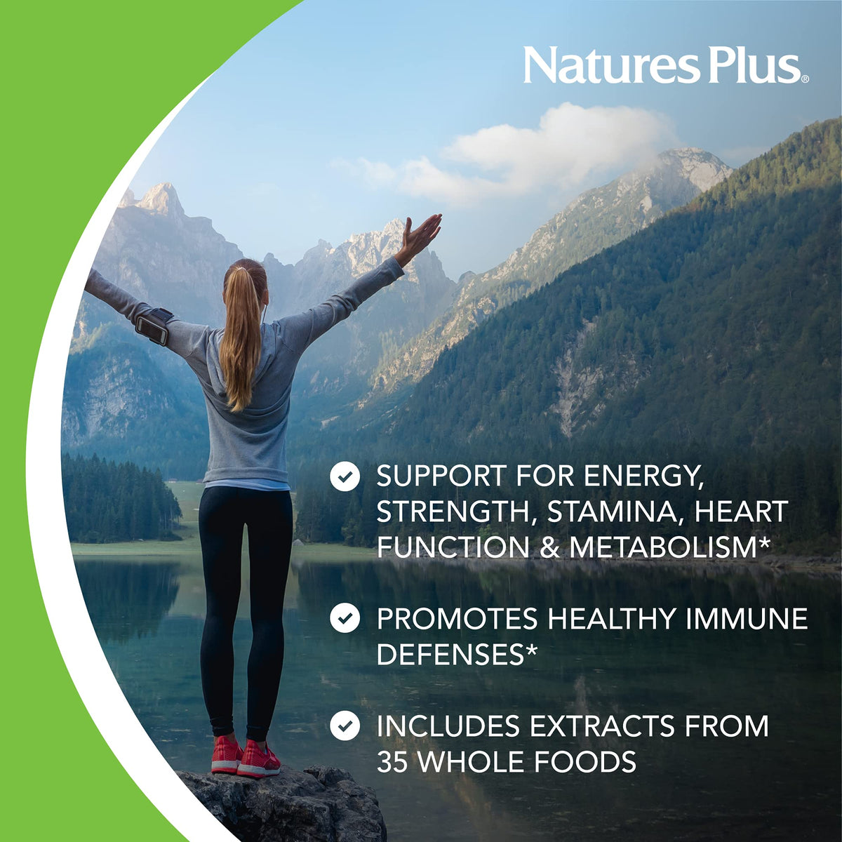 NaturesPlus Source of Life Garden Multivitamine Femme comprimés sur fond blanc