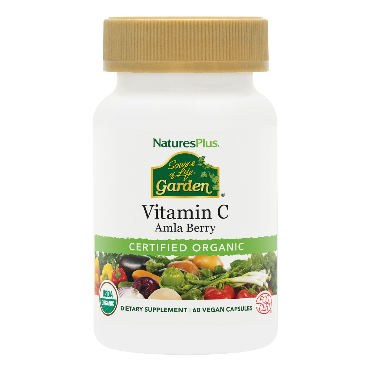 NaturesPlus Source of Life Garden Vitamine C 60 capsules vue de face