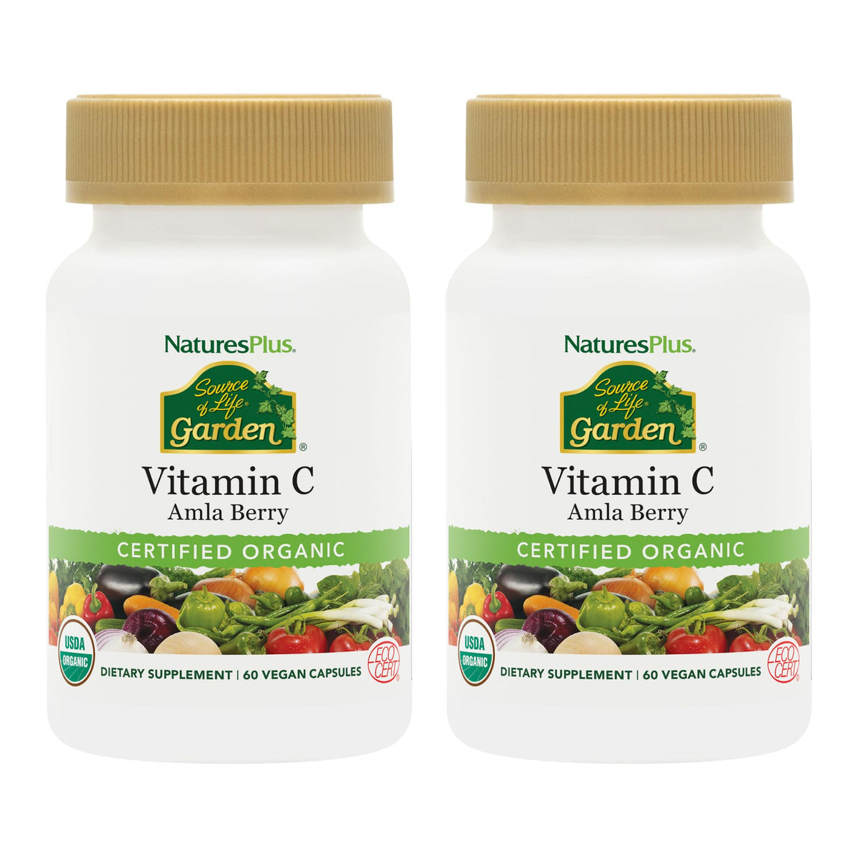 NaturesPlus Source of Life Garden Vitamine C 60 capsules vue de face