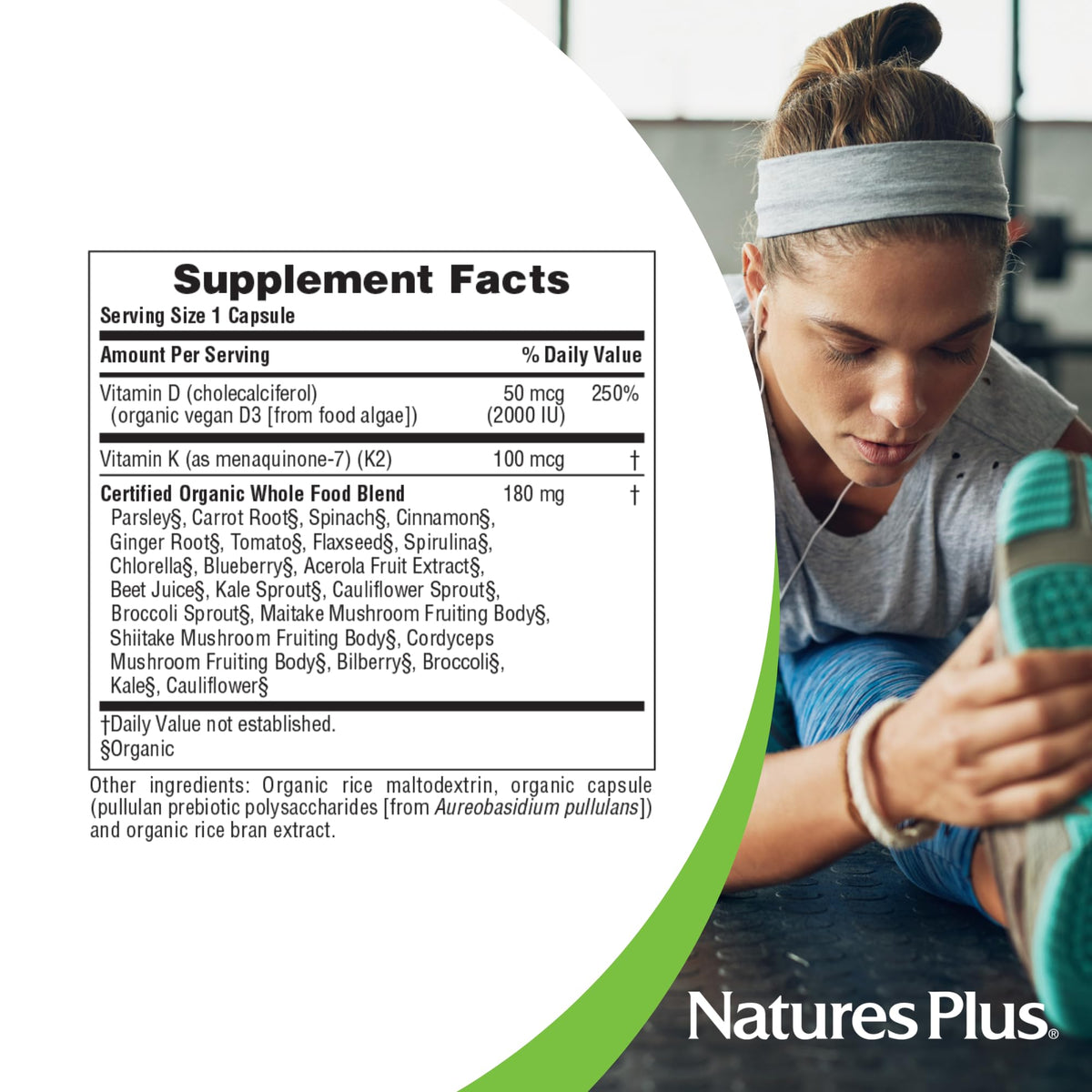 NaturesPlus Source of Life Garden Vitamine D3 & K2 emballage