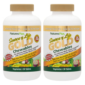 NaturesPlus Source of Life GOLD Multivitamin 90 comprimés à mâcher, vue de face
