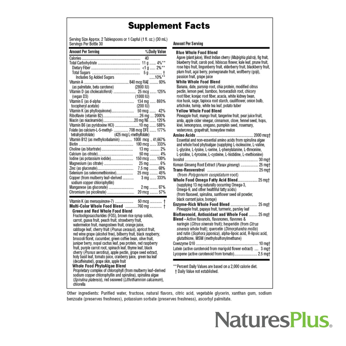 NaturesPlus Source of Life GOLD Multivitamin Liquide 30 fl oz pack de 2