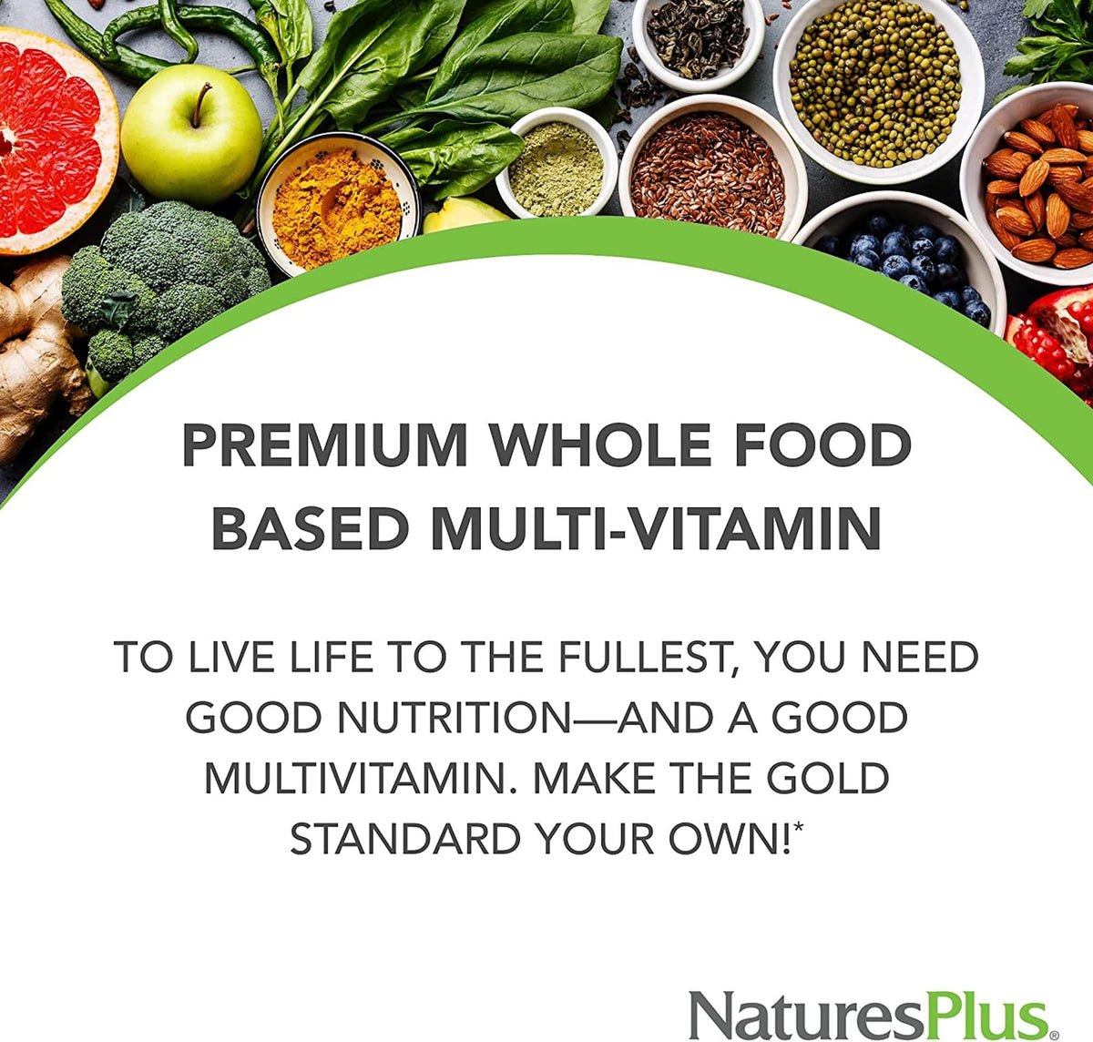 NaturesPlus Source of Life GOLD Multivitamines 180 Mini-Tabs vue arrière