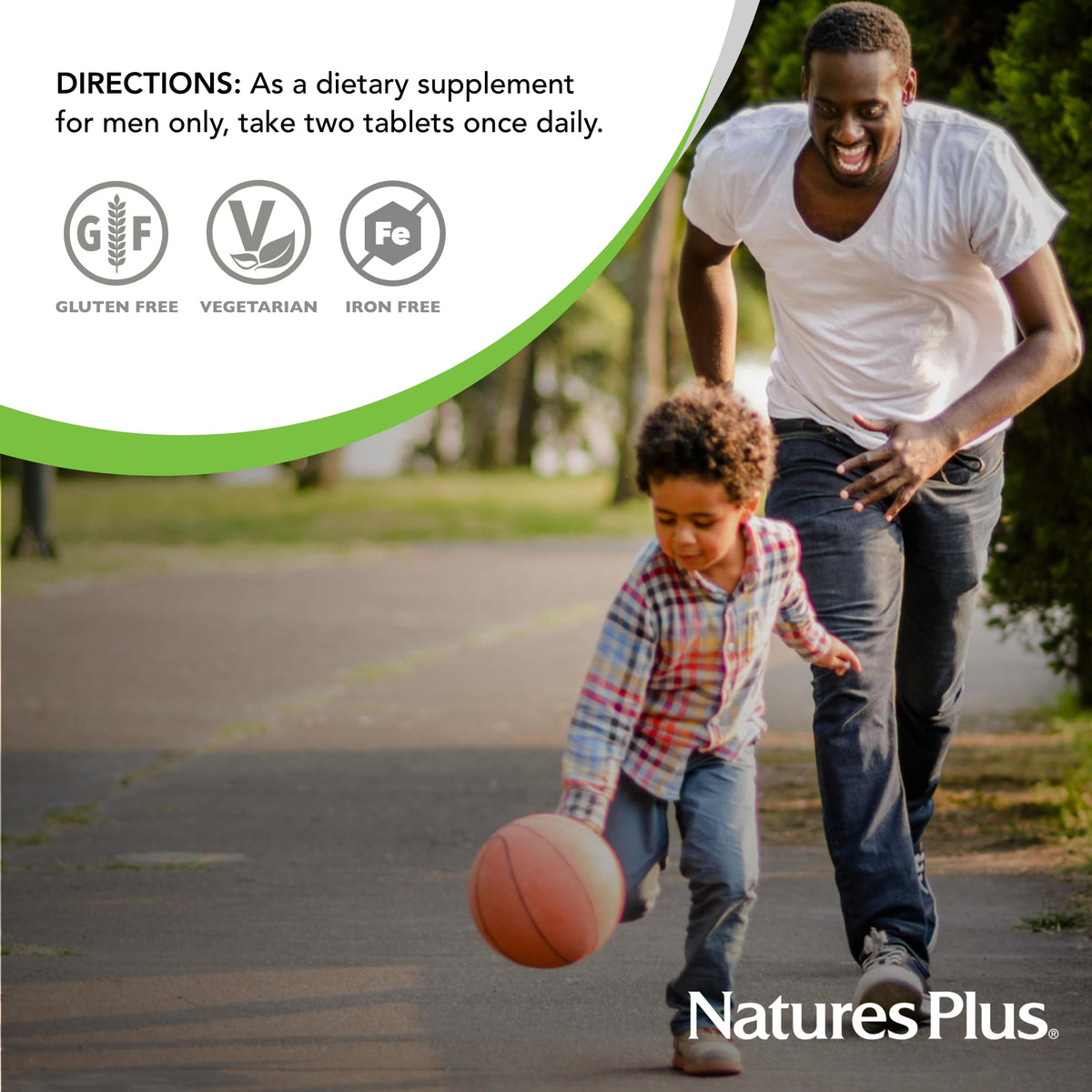 NaturesPlus Source of Life Men boîte ouverte montrant les comprimés à l'intérieur