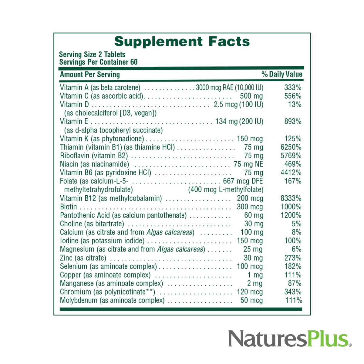 NaturesPlus Source of Life Men comprimés sur une surface en bois