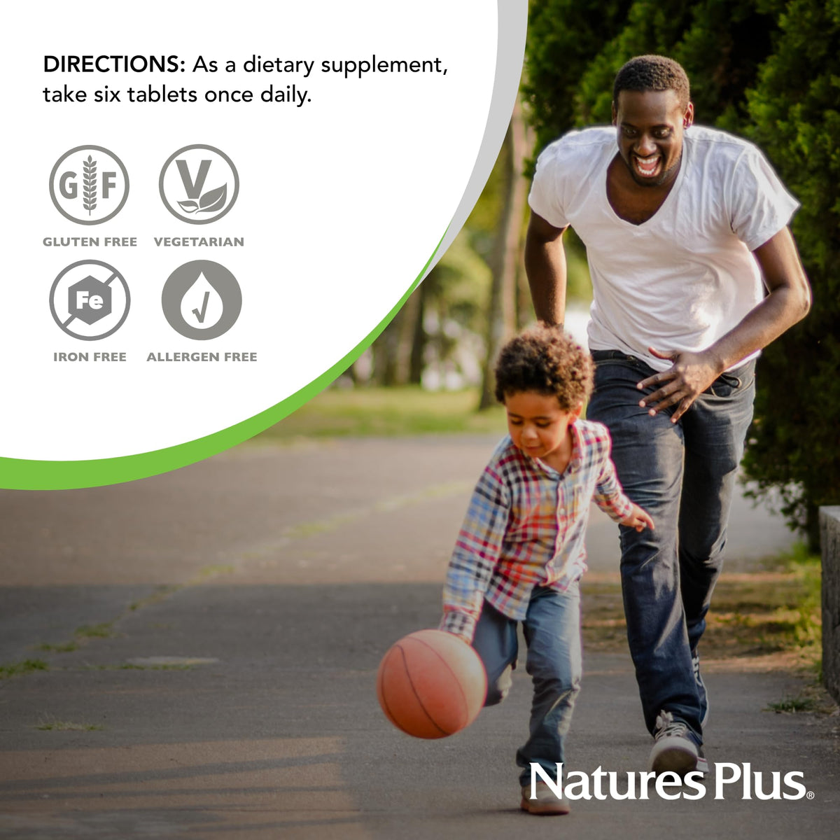 NaturesPlus Source of Life Mini-Tabs en gros plan montrant la texture des comprimés
