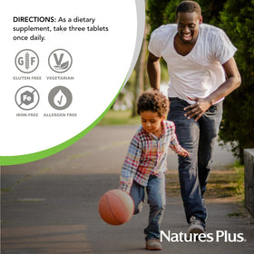 NaturesPlus Source of Life No Iron 180 comprimés, étiquette détaillée
