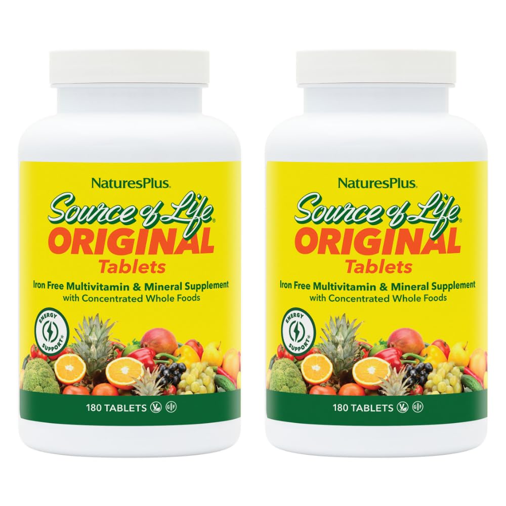 NaturesPlus Source of Life No Iron 180 comprimés, vue de face