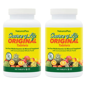NaturesPlus Source of Life No Iron 180 comprimés, vue de face
