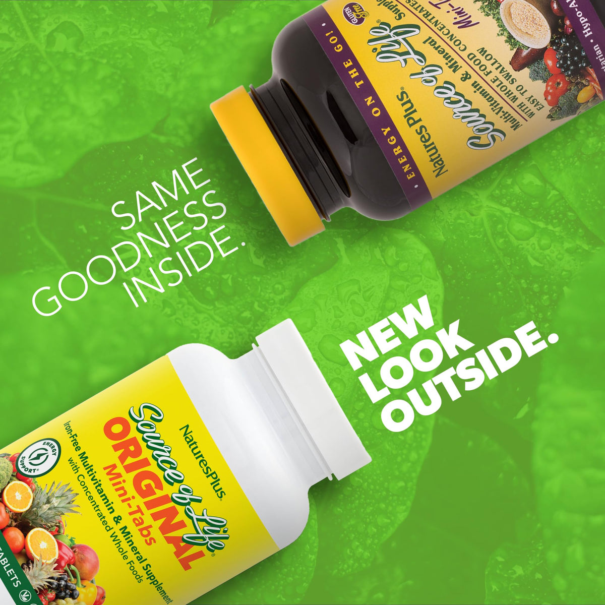 NaturesPlus Source of Life No Iron 180 Mini-Tabs arrière de l'emballage