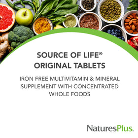 NaturesPlus Source of Life No Iron 180 tablettes côté