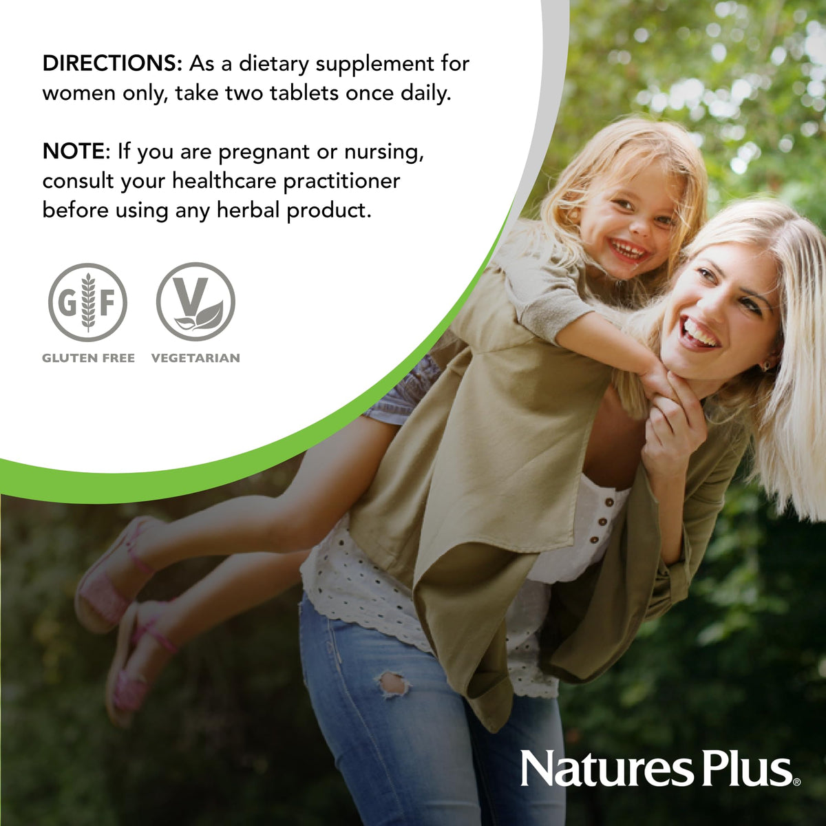 NaturesPlus Source of Life Women comprimés sur une table en bois