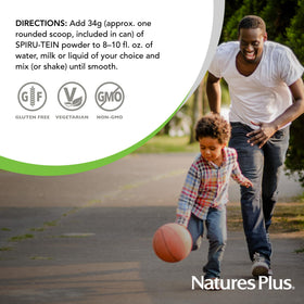 NaturesPlus SPIRU-TEIN Poudre de Protéines emballage ouvert