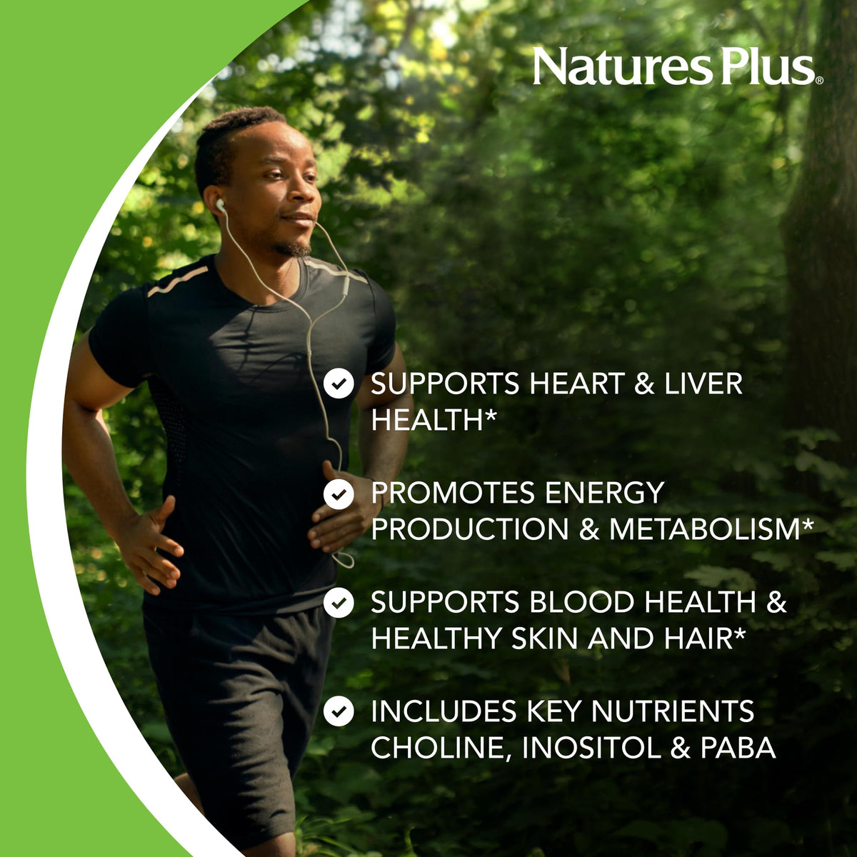 NaturesPlus Super B-50 capsules sur une cuillère en bois