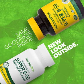 NaturesPlus Super B-50 complément avec capsules sur une surface