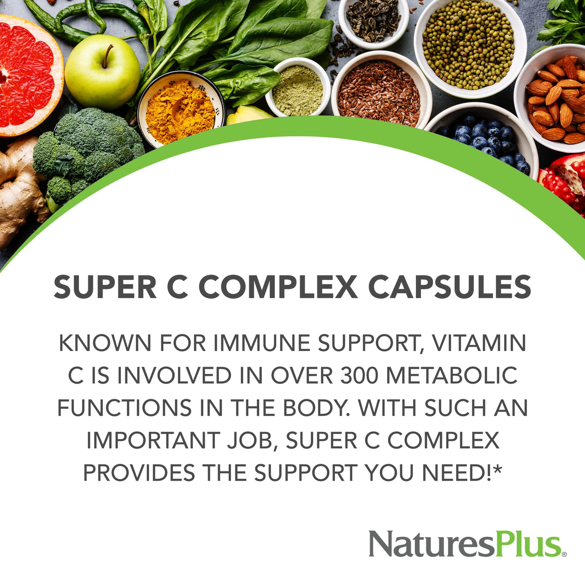NaturesPlus Super C Complex 180 Capsules côté vue