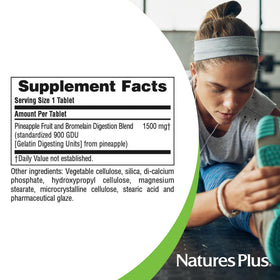 NaturesPlus Ultra Bromelain 1500 mg 60 comprimés sur fond neutre