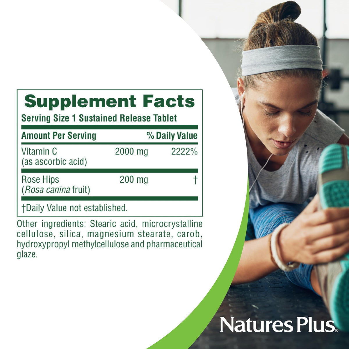 NaturesPlus Ultra-C 2000 mg comprimés avec églantier en gros plan