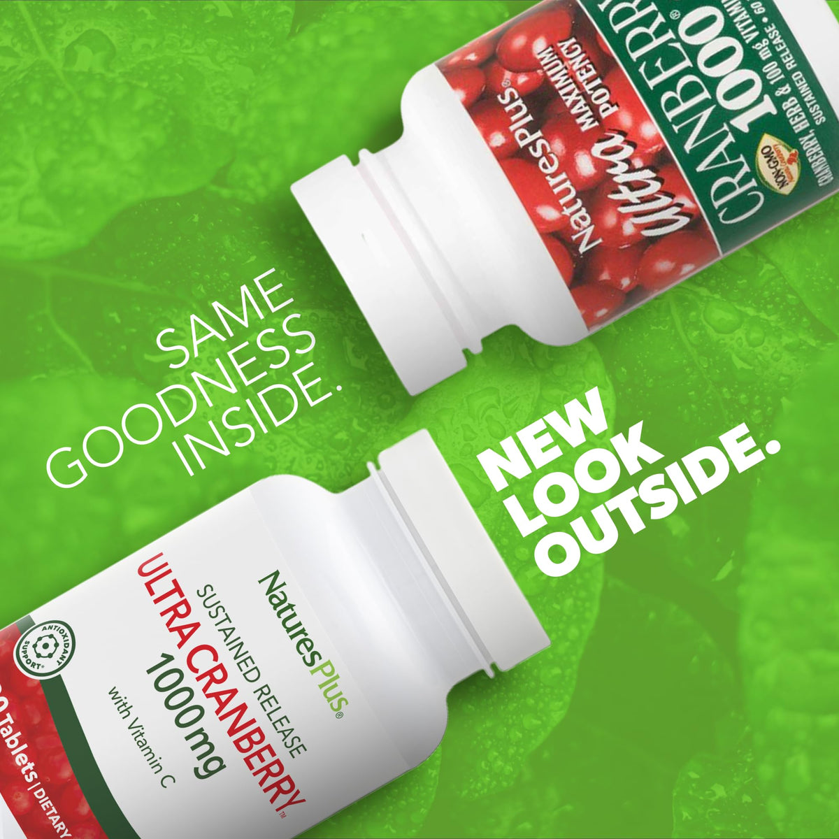 NaturesPlus Ultra Cranberry 1000mg dosage sur l'étiquette