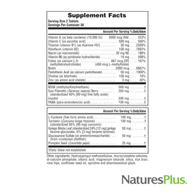 NaturesPlus Ultra Hair Plus, détails de l'étiquette